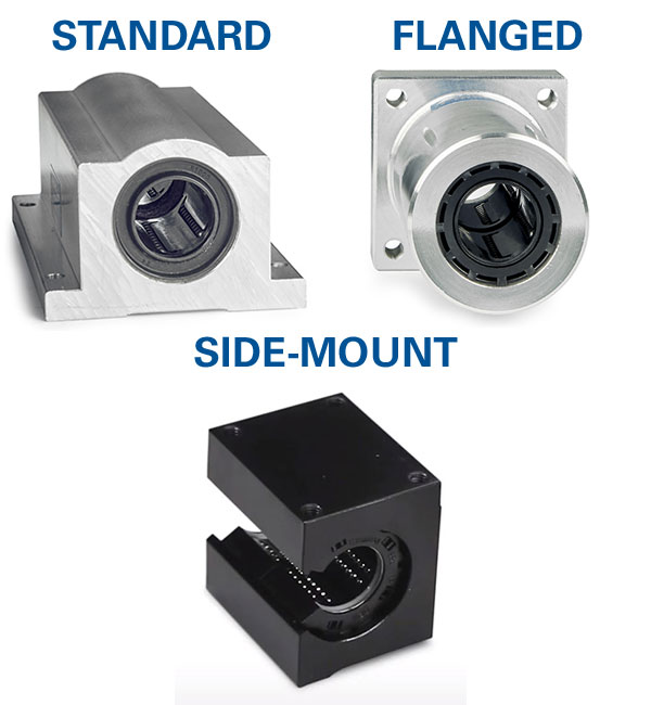Standard, Flanged, or Sidemount pillow block bearings